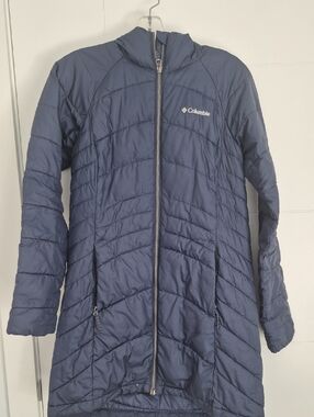 Columbia Navy Long Quilted Puffer Coat